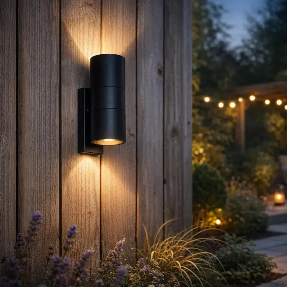 Qazqa wandlamp met daglichtsensor duo zwart gu10