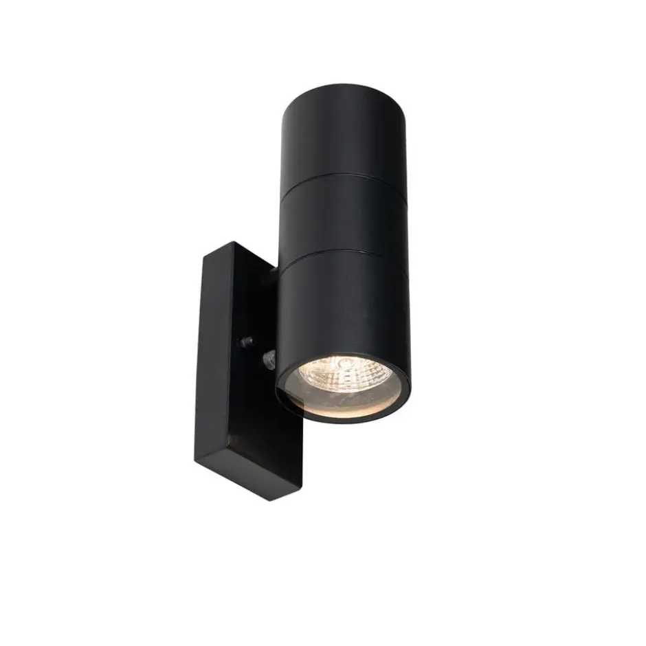 Qazqa wandlamp met daglichtsensor duo zwart gu10
