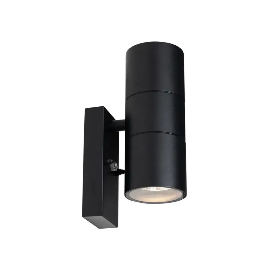 Qazqa wandlamp met daglichtsensor duo zwart gu10