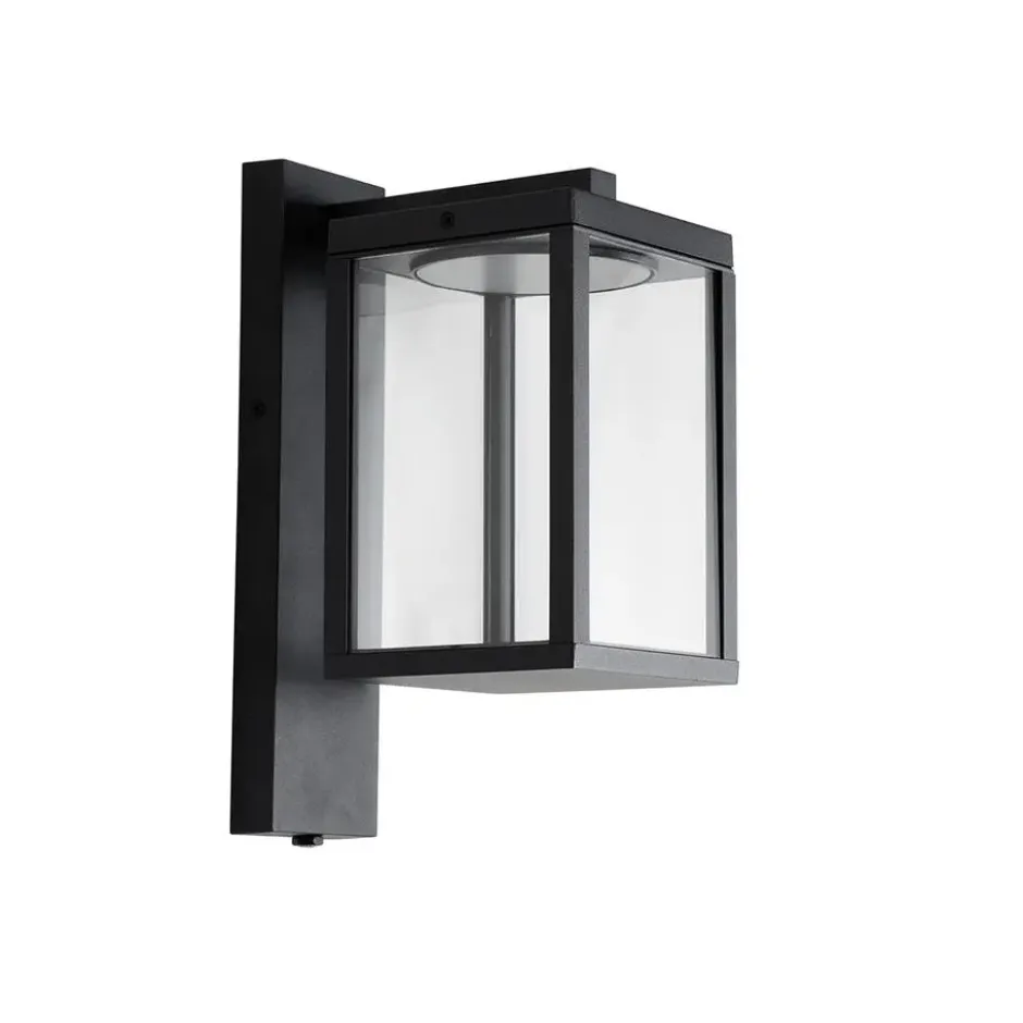 Qazqa wandlamp met daglichtsensor ferdinand zwart geïntegreerde led