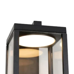 Qazqa wandlamp met daglichtsensor ferdinand zwart geïntegreerde led