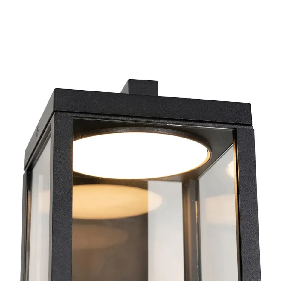 Qazqa wandlamp met daglichtsensor ferdinand zwart geïntegreerde led