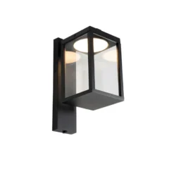 Qazqa wandlamp met daglichtsensor ferdinand zwart geïntegreerde led