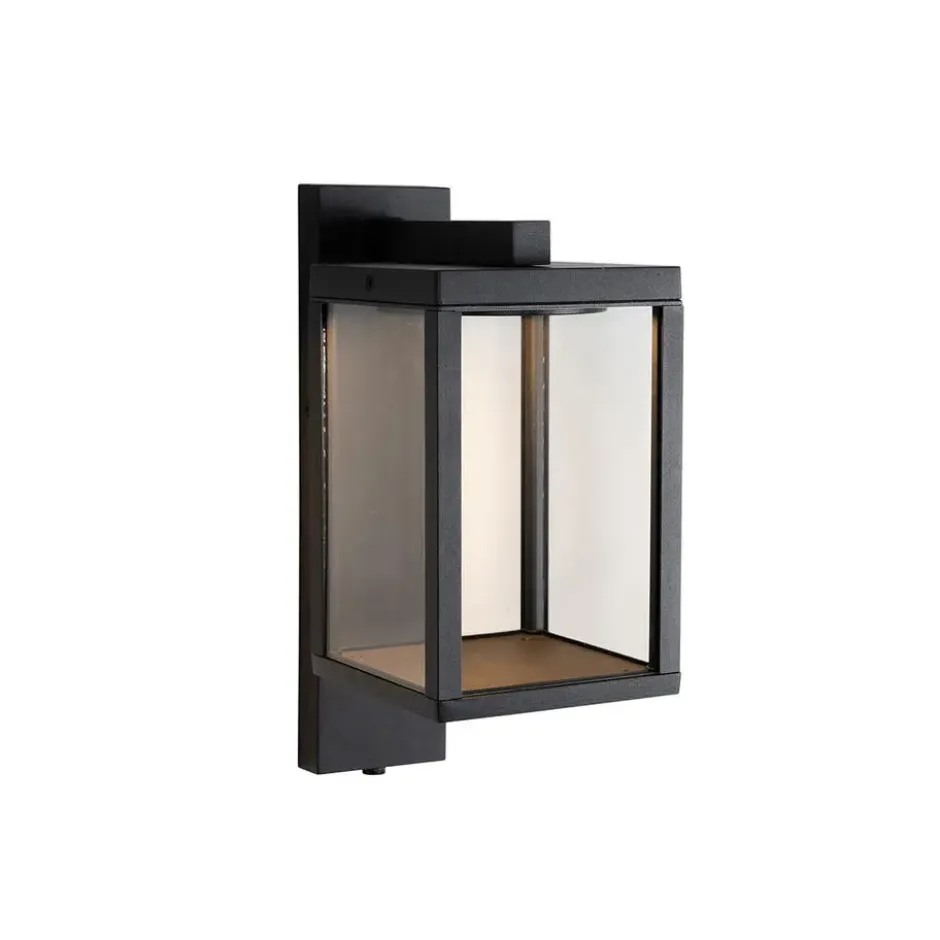 Qazqa wandlamp met daglichtsensor ferdinand zwart geïntegreerde led