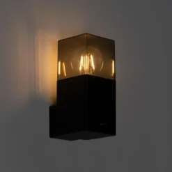 Qazqa wandlamp met daglichtsensor denmark zwart e27
