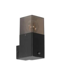 Qazqa wandlamp met daglichtsensor denmark zwart e27