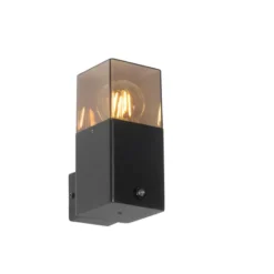 Qazqa wandlamp met daglichtsensor denmark zwart e27