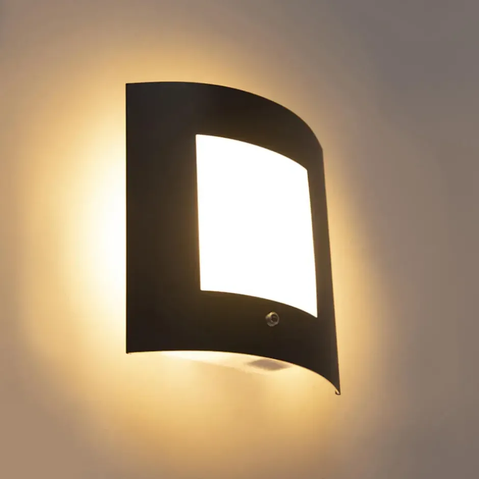 Qazqa wandlamp met daglichtsensor emmerald grijs e27