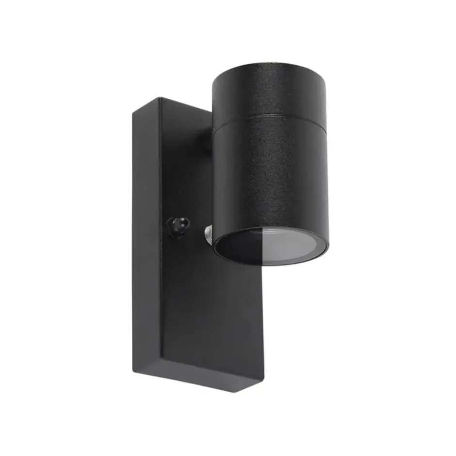 Qazqa wandlamp met daglichtsensor solo zwart gu10