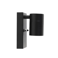 Qazqa wandlamp met daglichtsensor solo zwart gu10