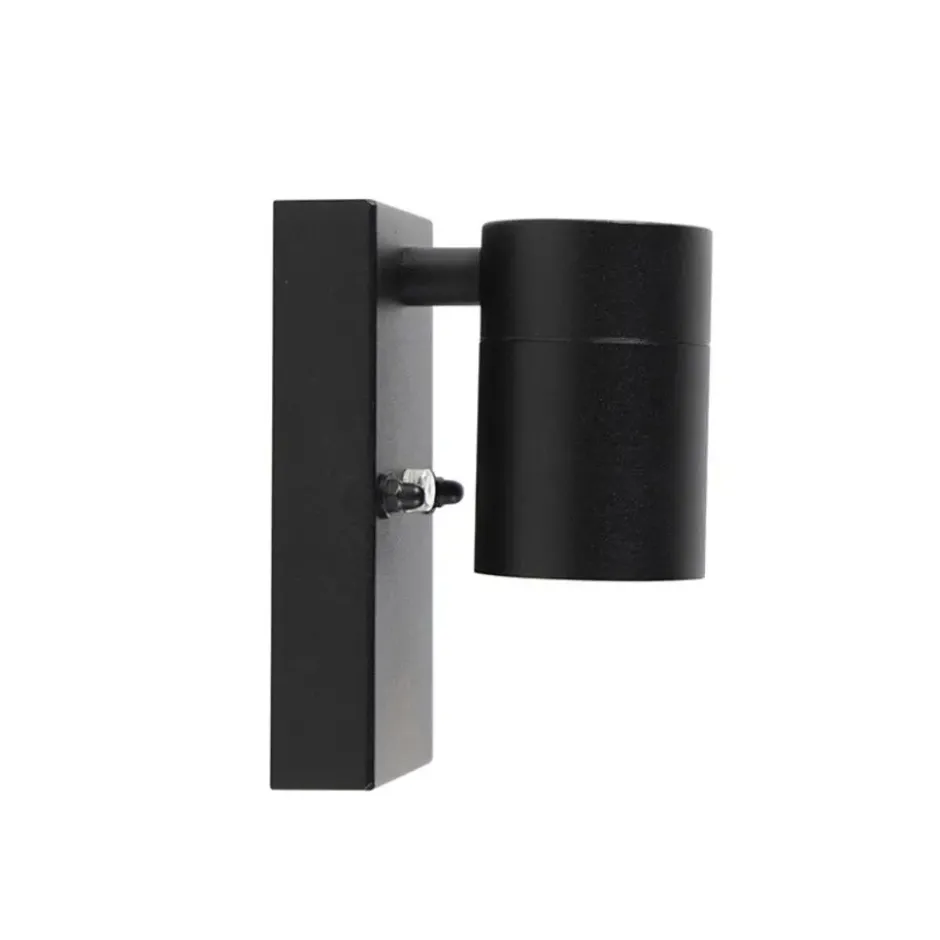 Qazqa wandlamp met daglichtsensor solo zwart gu10