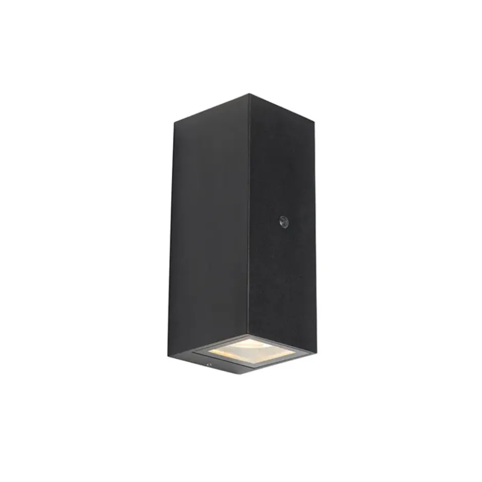 Qazqa wandlamp met daglichtsensor baleno zwart gu10