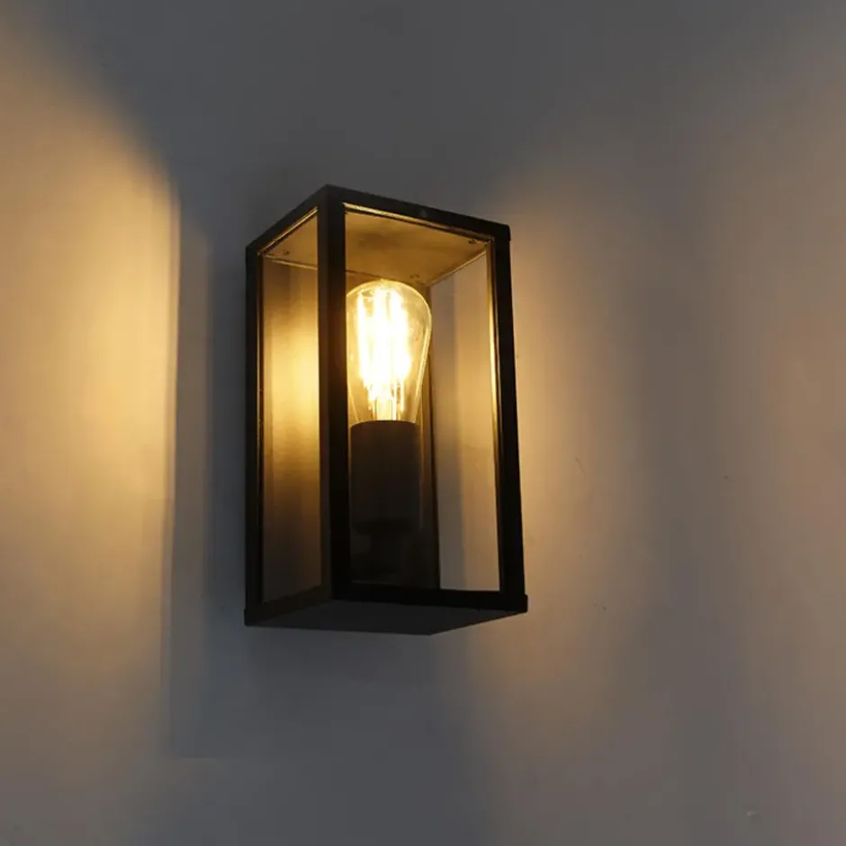 Qazqa wandlamp met glas charlois zwart e27