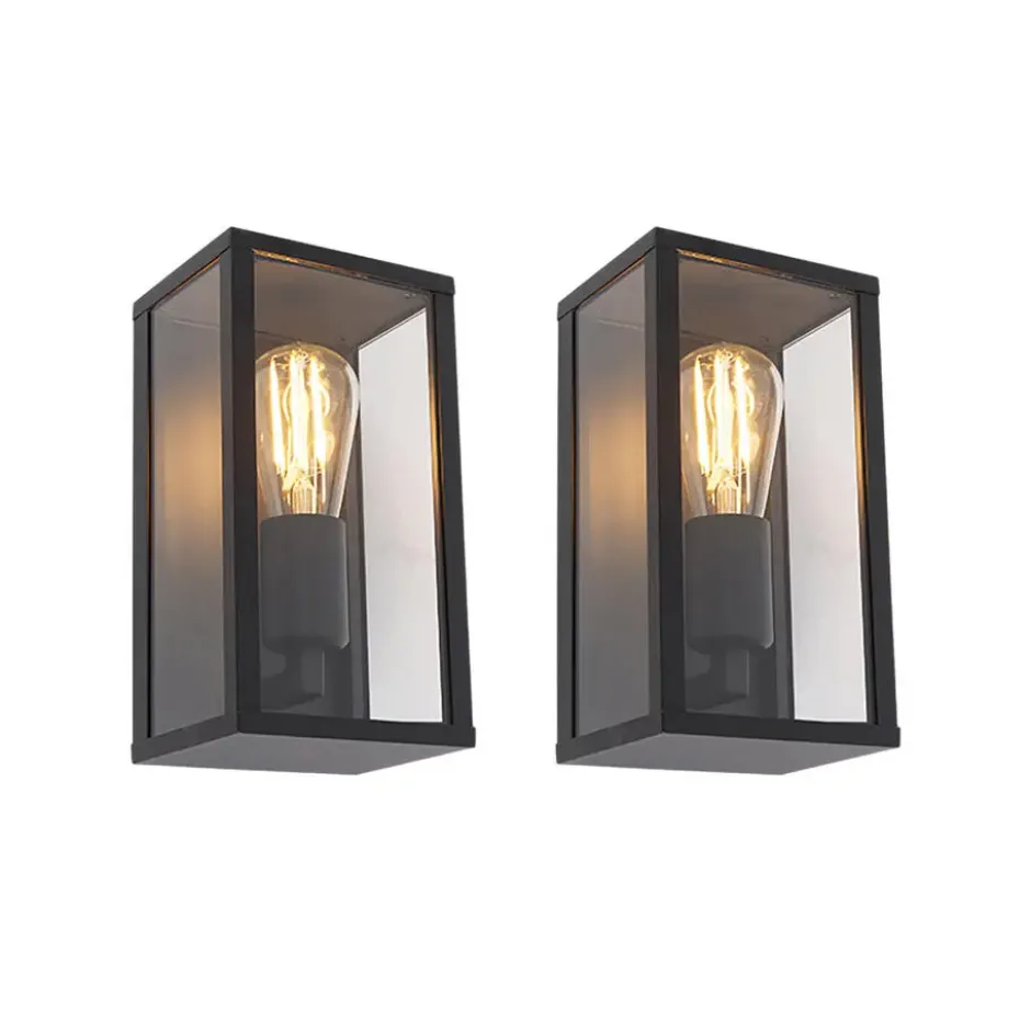 Qazqa wandlamp met glas charlois zwart e27