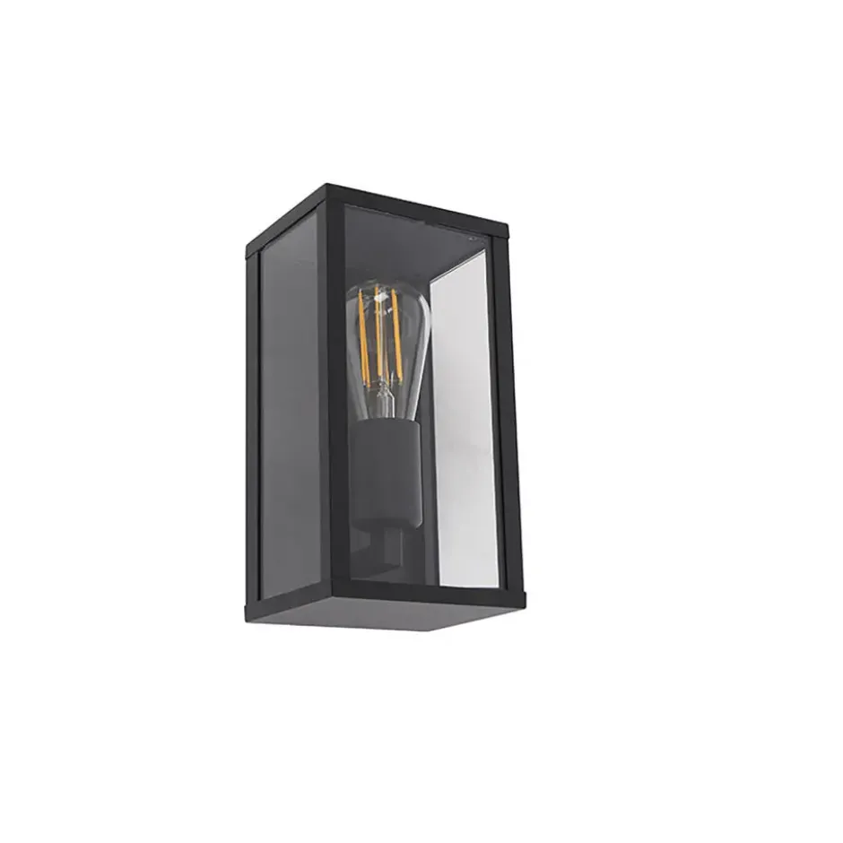 Qazqa wandlamp met glas charlois zwart e27