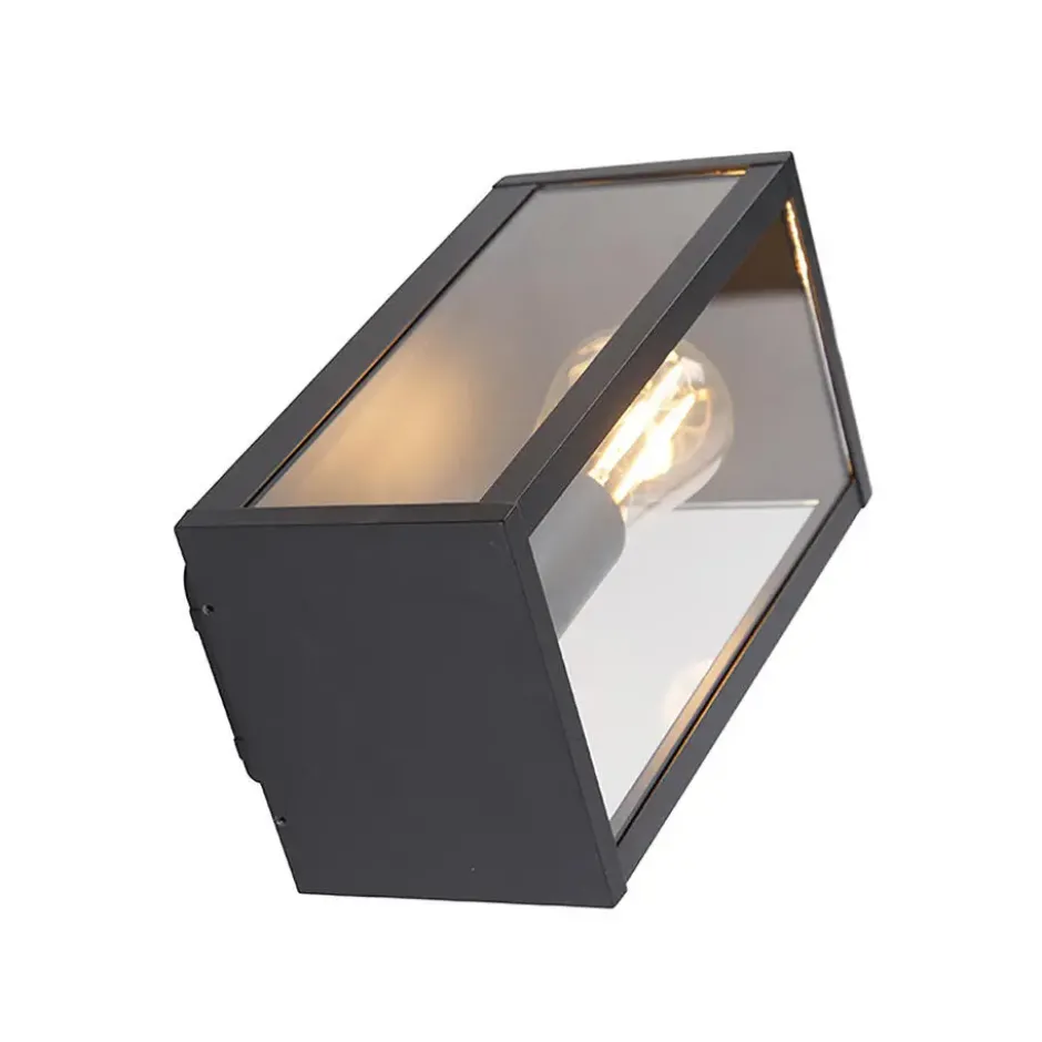 Qazqa wandlamp met glas charlois zwart e27