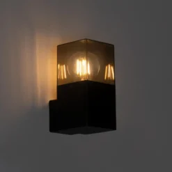 Qazqa wandlamp met glas denmark zwart e27