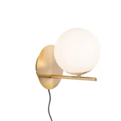 Qazqa wandlamp met glas flore goudkleurig e14