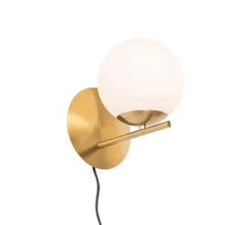 Qazqa wandlamp met glas flore goudkleurig e14