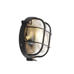 Qazqa wandlamp met glas nautica zwart e27