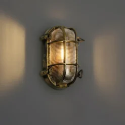 Qazqa wandlamp met glas nautica goudkleurig e27