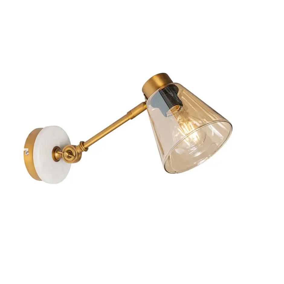 Qazqa wandlamp met glas nina bronskleurig e27