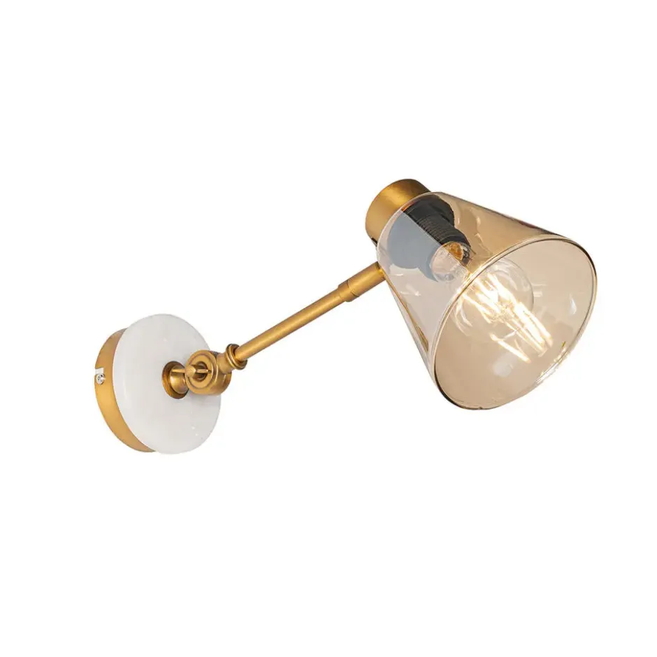 Qazqa wandlamp met glas nina bronskleurig e27