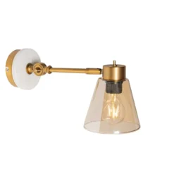 Qazqa wandlamp met glas nina bronskleurig e27