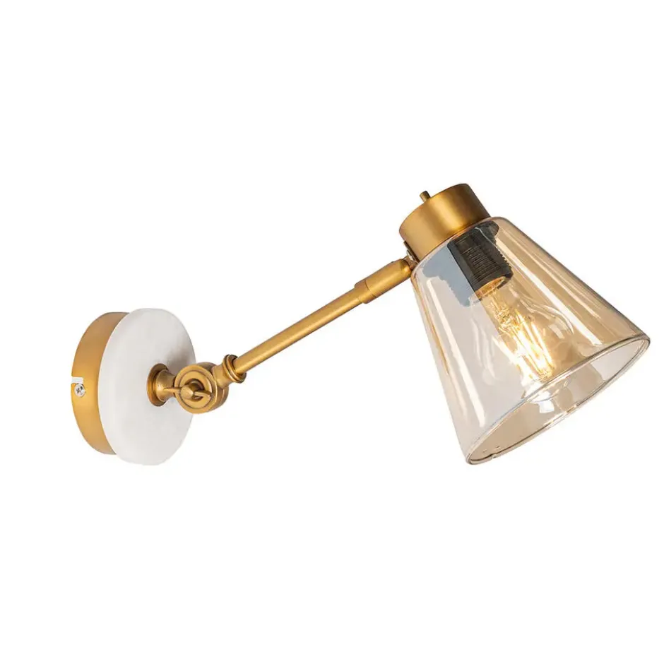 Qazqa wandlamp met glas nina bronskleurig e27
