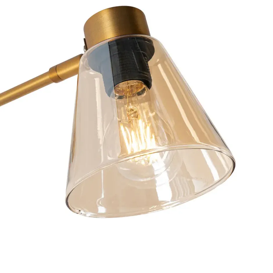 Qazqa wandlamp met glas nina bronskleurig e27