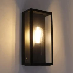 Qazqa wandlamp met glas rotterdam zwart e27