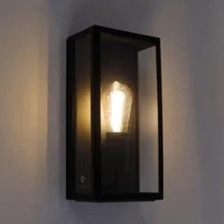 Qazqa wandlamp met glas rotterdam zwart e27