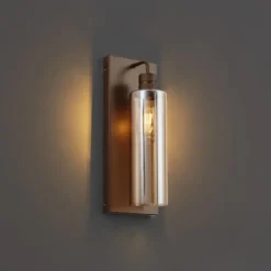 Qazqa wandlamp met glas stavelot bronskleurig e27