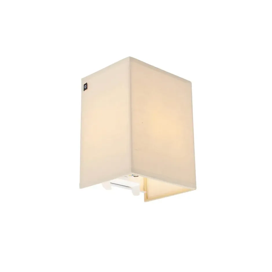 Qazqa wandlamp met kap vete beige e27