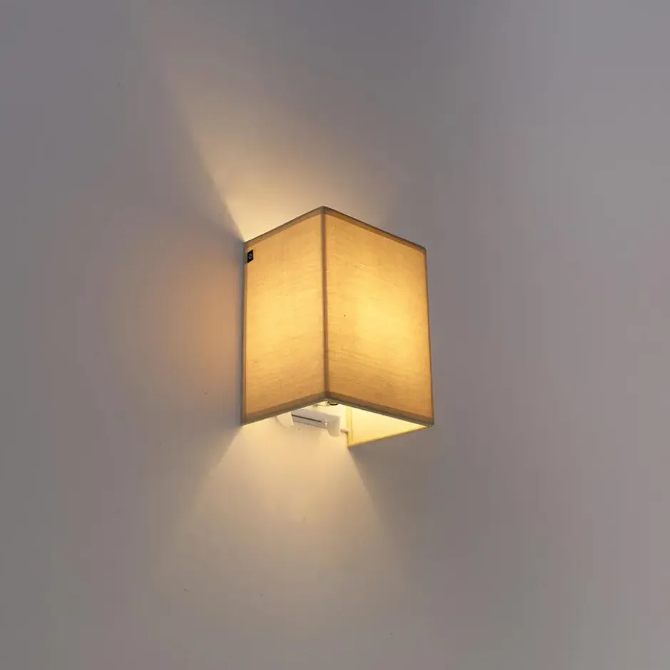 Qazqa wandlamp met kap vete beige e27