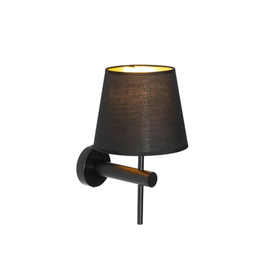 Qazqa wandlamp pluk zwart e27
