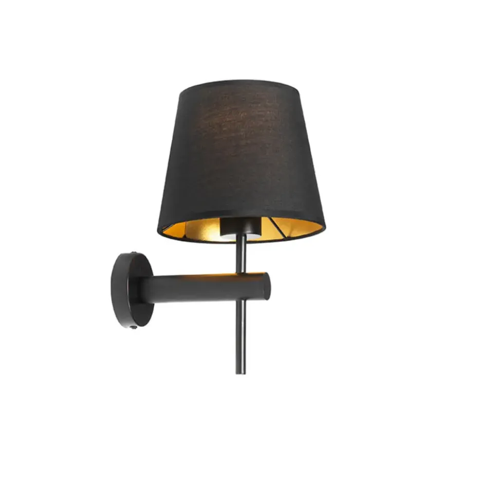 Qazqa wandlamp pluk zwart e27
