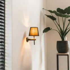 Qazqa wandlamp pluk zwart e27