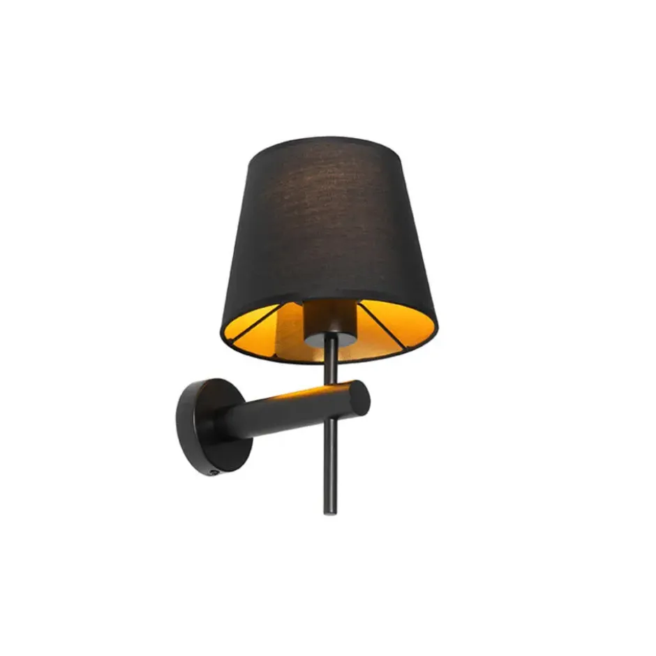 Qazqa wandlamp pluk zwart e27