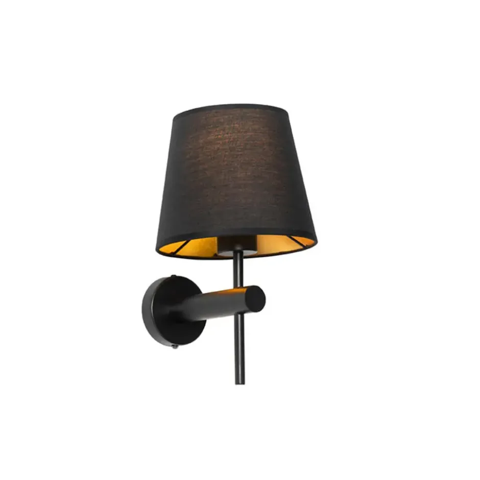 Qazqa wandlamp pluk zwart e27