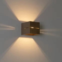 Qazqa wandlamp transfer groove bronskleurig g9