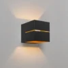 Qazqa wandlamp transfer groove zwart g9