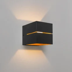Qazqa wandlamp transfer groove zwart g9