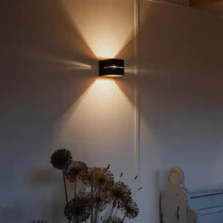 Qazqa wandlamp transfer groove zwart g9