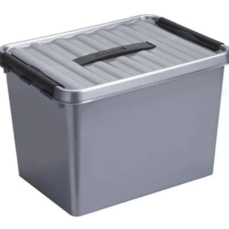 Q-line opbergbox 22L metaal zwart