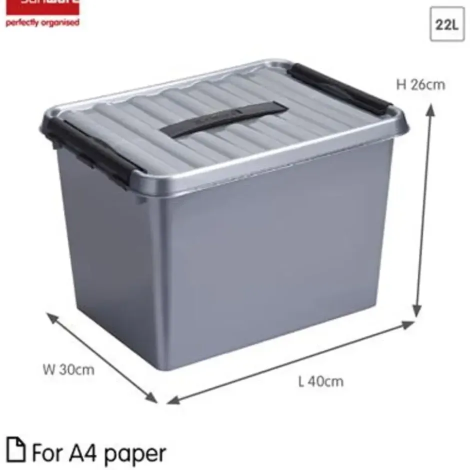 Q-line opbergbox 22L metaal zwart