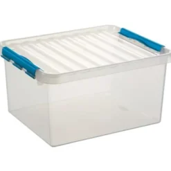 Q-line opbergbox 36L transparant blauw