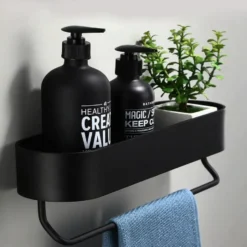 QUVIO Badkamer / keuken rekje met opbergvak - Zwart