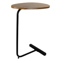 QUVIO Bijzettafel ovaal - 30 x 45 x 60 cm - Bruin