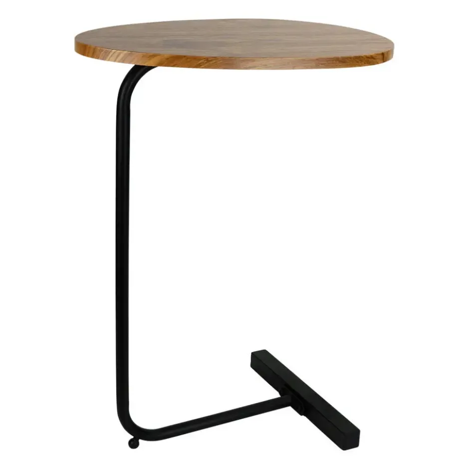 QUVIO Bijzettafel ovaal - 30 x 45 x 60 cm - Bruin